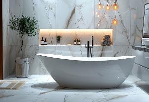 bathroom in marble with free standing bath