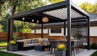 Pergola seating area in garden