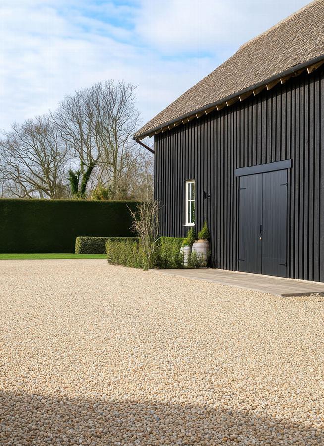 gravel driveway at barn property
